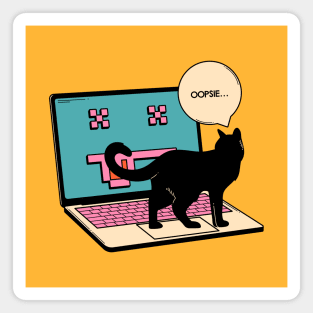 404 Error Laptop Black Cat in yellow Magnet